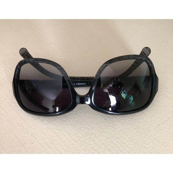 Authentic CHANEL Acetate Tweed Effect Sunglasses 5177 Black with Case - Picture 10 of 13